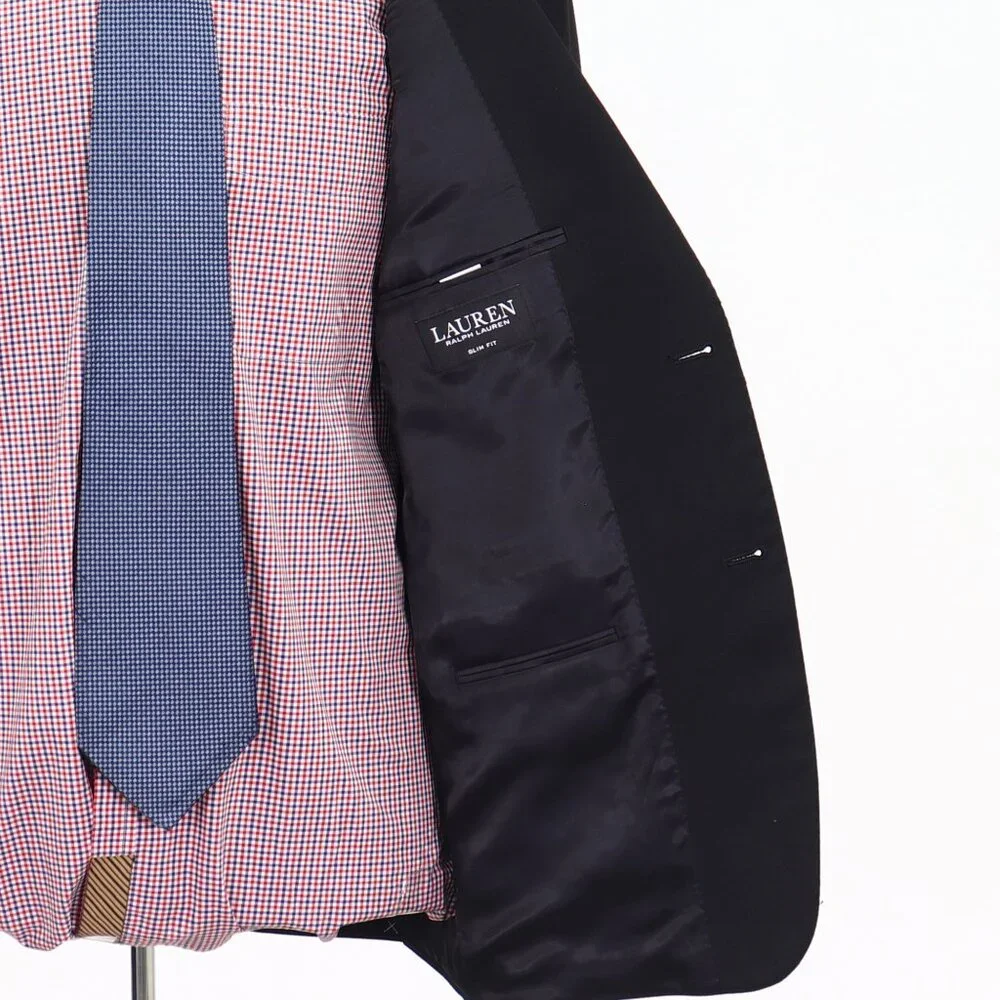 Ralph Lauren 44R Black Solid 2-Button Sport Coat Blazer Jacket G782_10